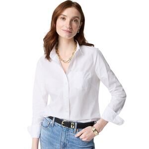 J.Crew White Cotton Poplin Button Down Shirt Petite Small PS